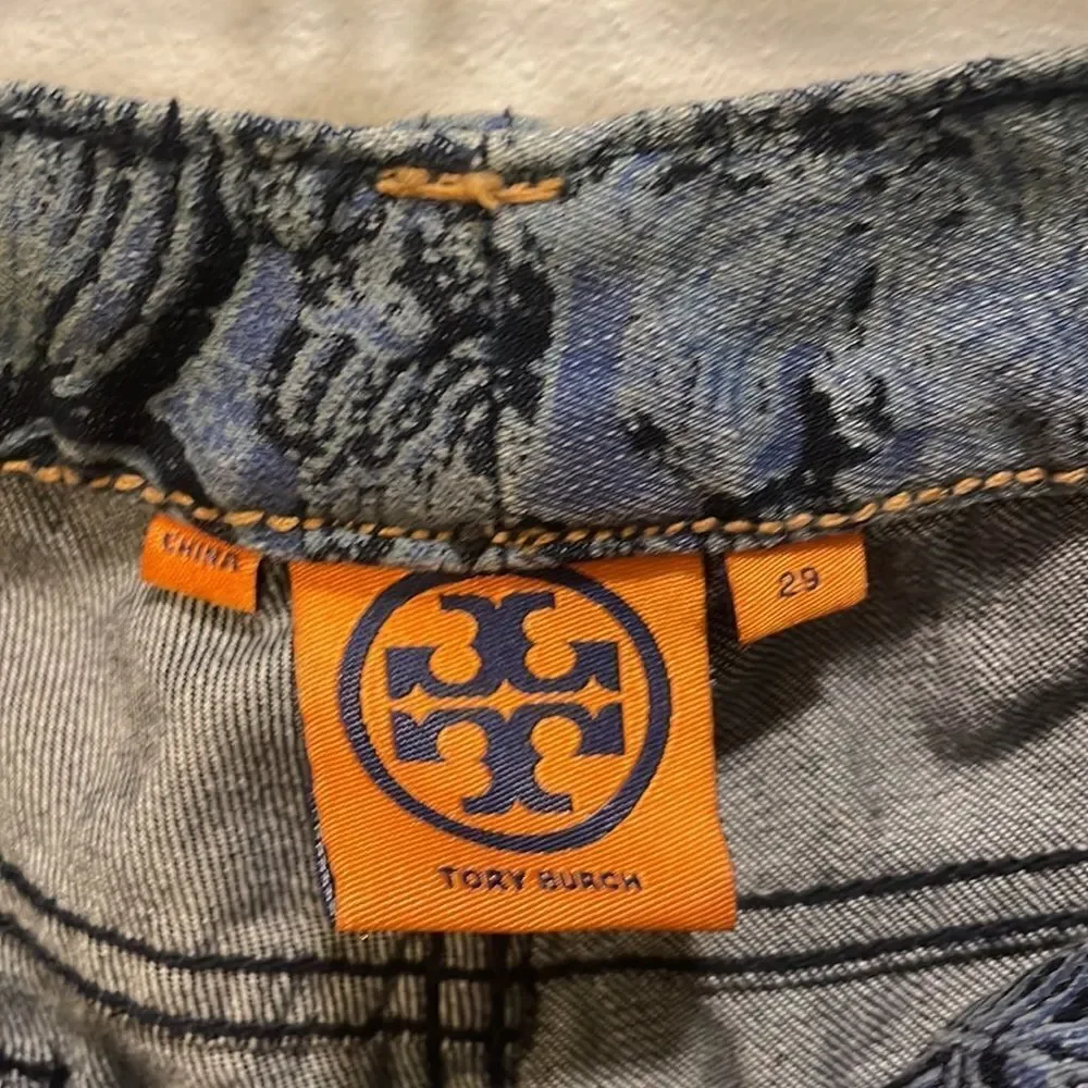 TORY Burch Ivy Super Skinny blue paisley jeans